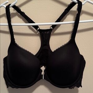 Victoria Secret Elegant Black Lace Racerback Bra front closure